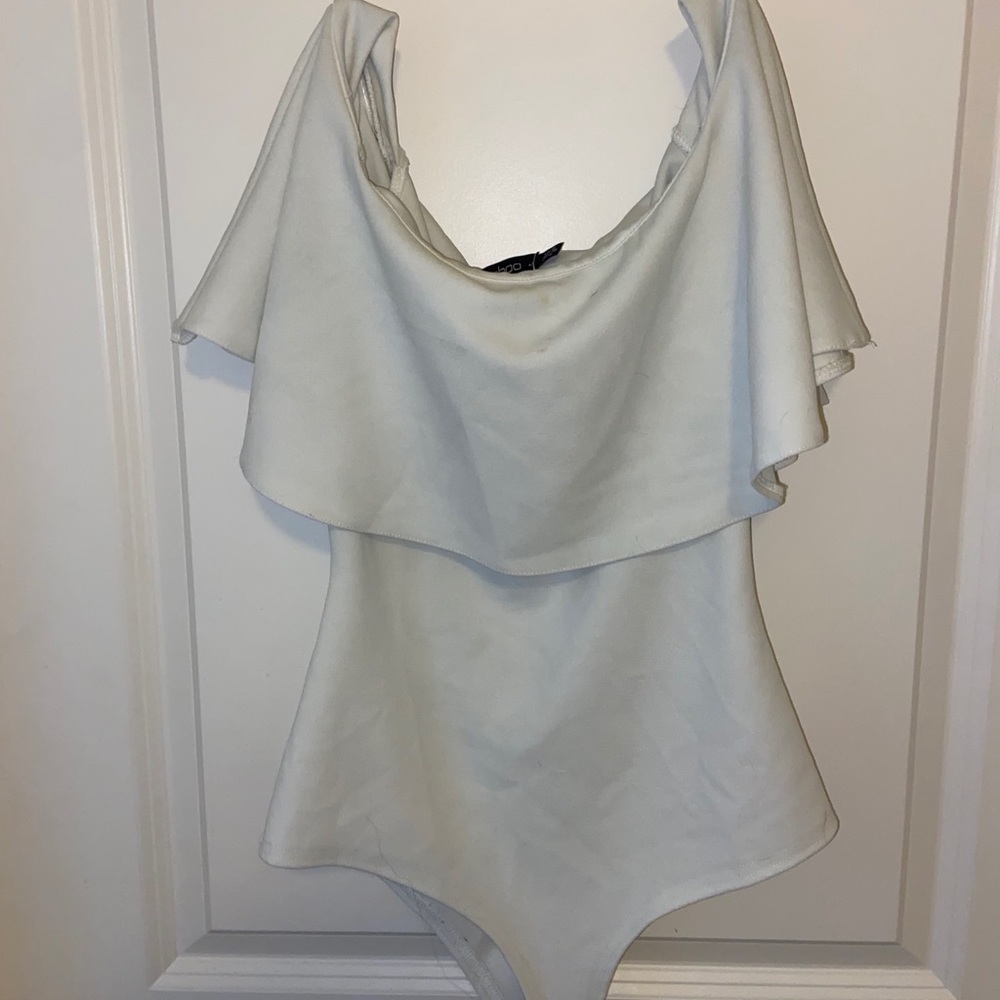 White off shoulder ruffled bodysuit